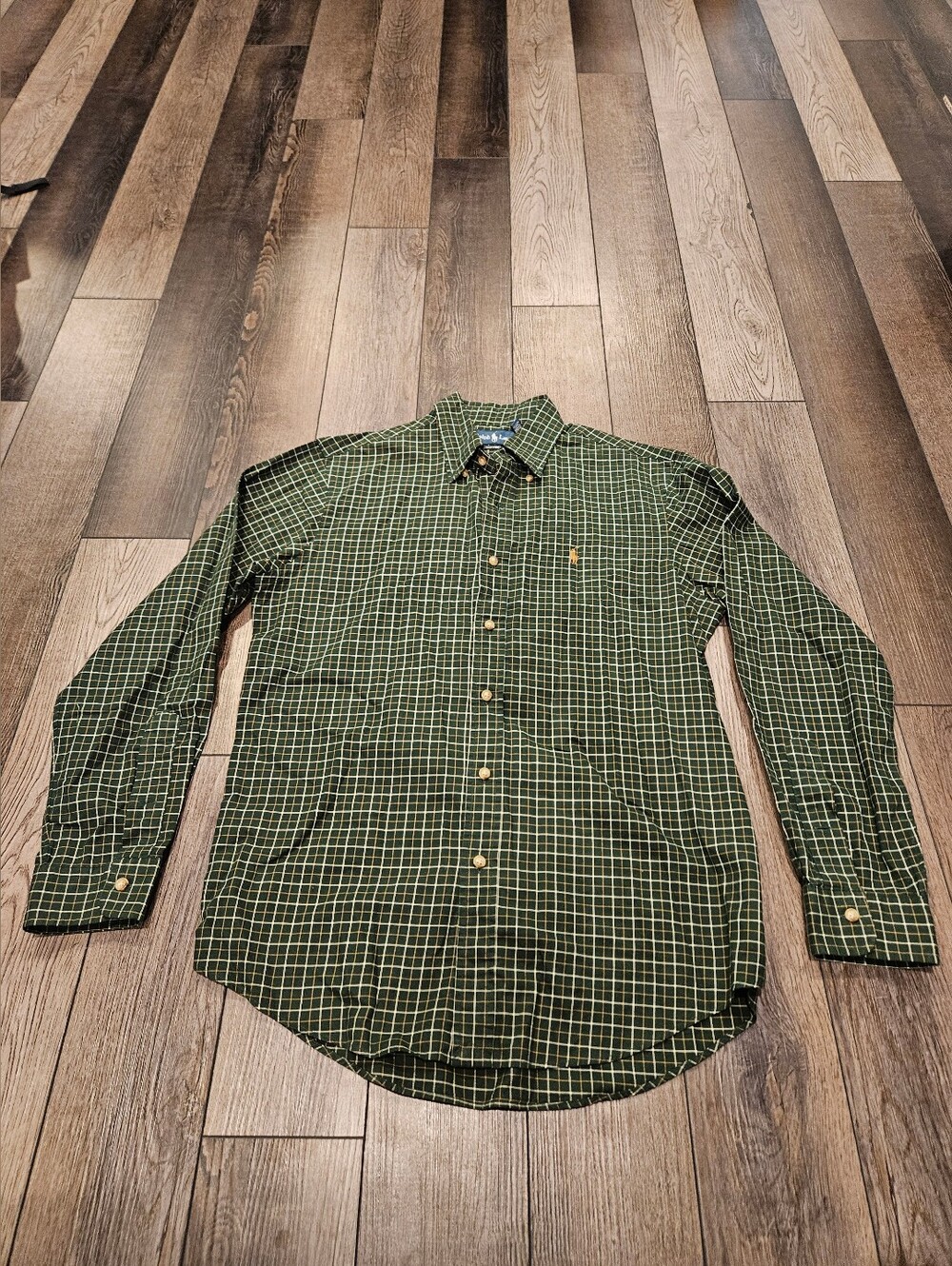 Ralph Lauren Green Plaid Grid Long-Sleeve Button-Down Shirt